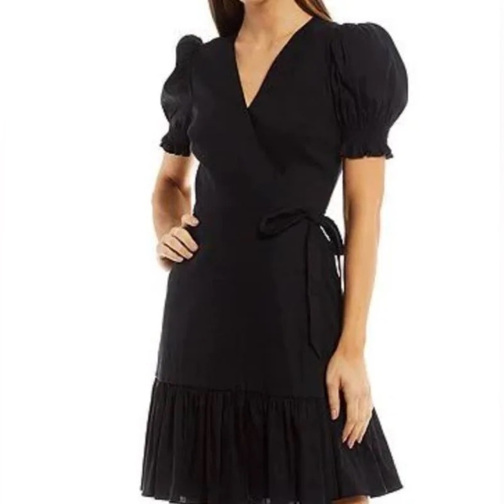 NWT Antonio Melani Cleo Linen Wrap Dress - Black